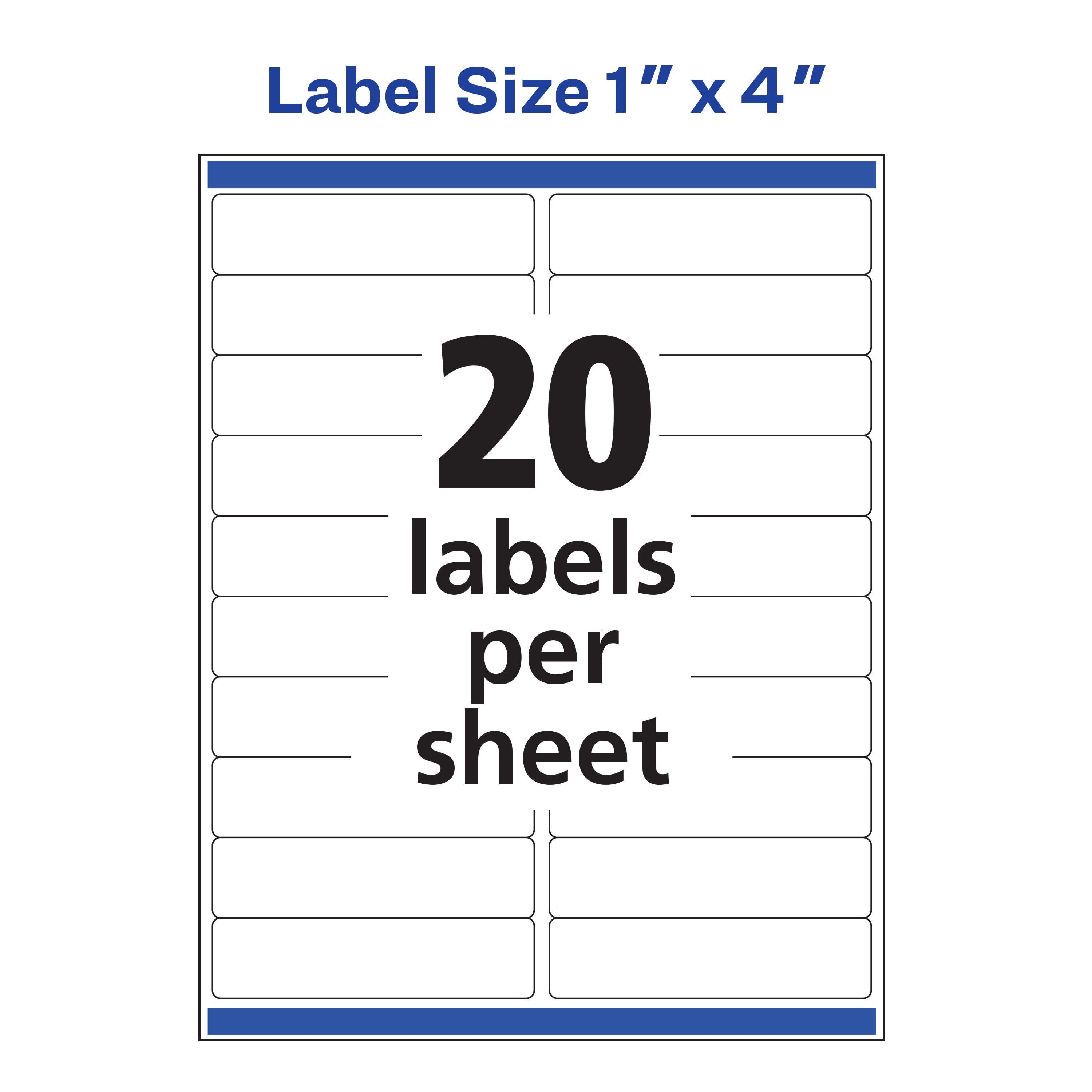 Avery Rectangle Labels with Sure Feed, 1" x 4", 200 Glossy White Labels