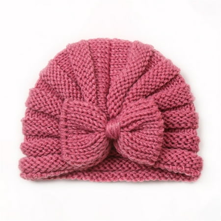 

DNDKILG Newborn Infant Knitted Beanie Baby Toddler Bow Cap Winter Ski Hat for Girl Boy Watermelon Red 0-2Y