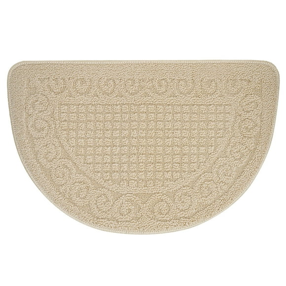 Loghot Polypropylene Half Round Pure color Doormat Non Slip Semicircle Door Mat for Bedroom Toilet Kitchen Entryway (Large, camel)