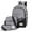Grey, variant on Unisex Travel Backpack 3 Piece Set Large Capacity Laptop Bag with USB Port Canvas Messenger Shoulder Bags and Wristlet Pouch