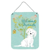 Carolines Treasures BB7639DS1216 Welcome Friends Maltese Wall or Door Hanging Prints 12x16 multicolor