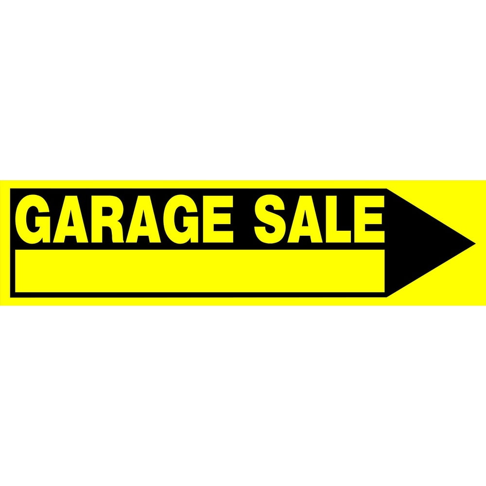 "GARAGE SALE" Yellow & Black Arrow Sign w WriteIn Space (Both Sides