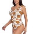 thumbnail image 5 of Daiia Cartoon Women's One Piece Swimsuits Personalized One Shoulder Swimwear Asymmetric Ruffle Bathing Suits-Small, 5 of 8
