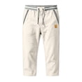 thumbnail image 4 of BRELIL Men Plus Size Capri Pants Drawstring Loose Fit Summer Casual Beach Vacation Shorts Lounge Trousers Solid Outdoor Travel Bottoms, White XL, 4 of 5
