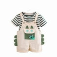 thumbnail image 3 of Swuxness Toddler Boys Stripe Print Crew Neck Short Sleeve and Suspender Shorts 2 Piece Outfit Suits Casual Style White 3 Years, 3 of 5