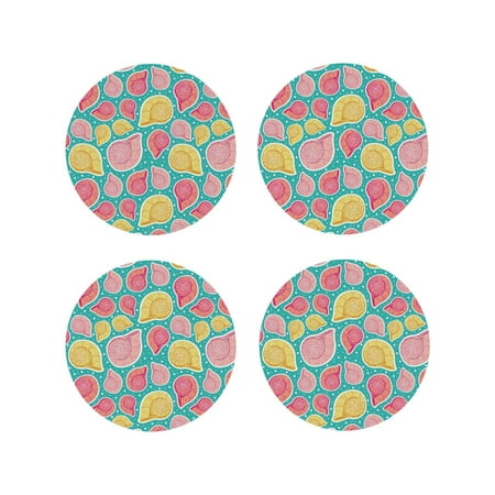

Leather Coasters with Heat-resistant for Drinks Corloful Seashells -标题2 Round Shape