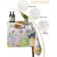 thumbnail image 5 of Grey Easter Bunny Suqare Tablecloth - 60 x 60 Inch, Spring Colorful Egg Flower Wood Grain Waterproof & StainResistant Tablecloth, Washable Oil-proof Table Cover for Dining/Party/Wedding/Buffet, 5 of 9