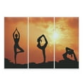 thumbnail image 1 of Yoga Cutting Board, Group of Healthy Woman Practice Yoga at Sunset Outdoors Body Stretching, Decorative Tempered Glass Cutting and Serving Board, Large Size, Black Orange Yellow, by Ambesonne, 1 of 1