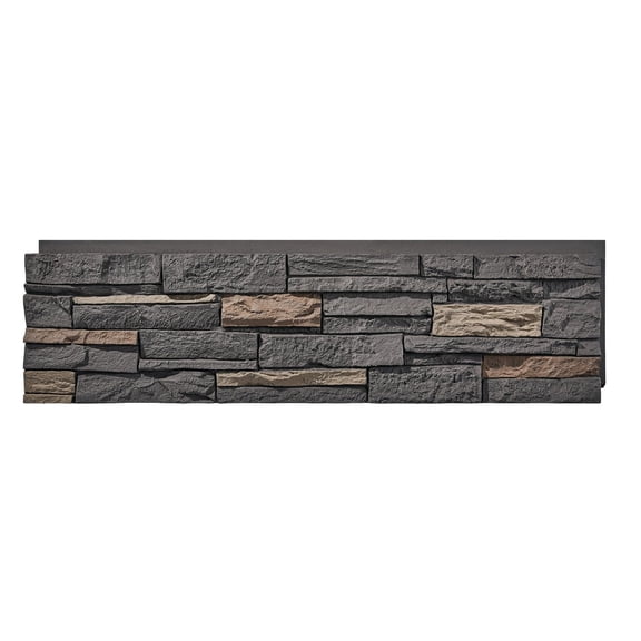 WallWell Iron Gray Premium Faux Stone Wall Panel, 46.25” x 12.88", Lightweight PU, DIY Tongue & Groove, Indoor/Outdoor Decorative Siding 1-Piece