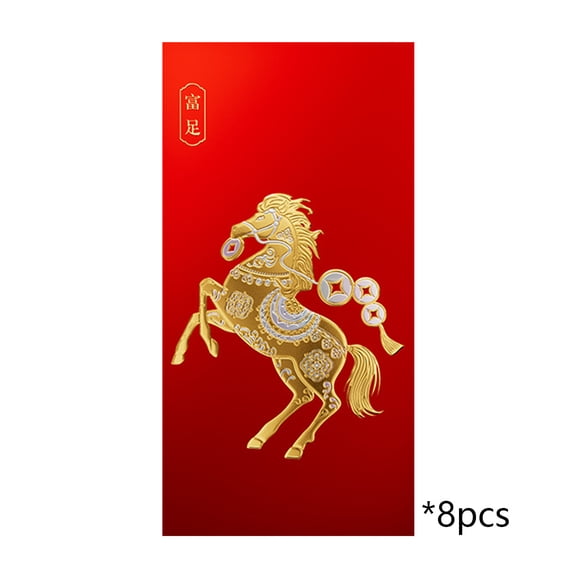 Chanana 8Pcs 2026 Chinese New Year Red Envelopes, Year of Horse Red Envelopes Cartoon Horse Hong Bao Lucky Money Packet for Spring Festival