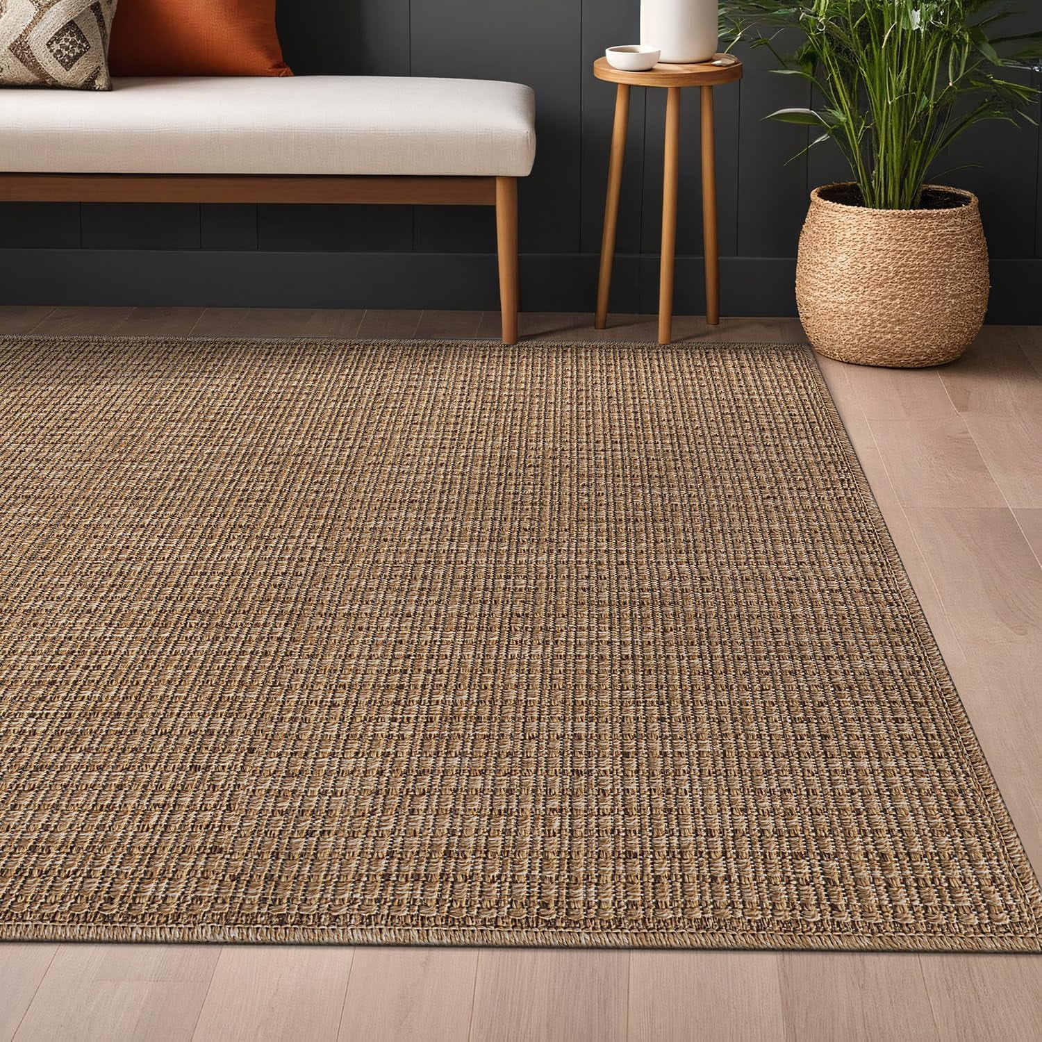 Beverly Rug Easy Jute Outdoor Indoor Non Shedding Easy-Cleaning Rug Natural 9x12