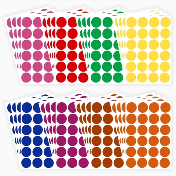 CCOCC Color Label Stickers 1 inch 25 mm Colored Dots in Green, Yellow, Pink, Purple, Orange, Brown, Blue and Red - 768 Pack