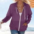 thumbnail image 2 of Viluyesy Women's Casual Hooded Jackets Full Zip Up Lightweight Long Sleeve Hoodie with Pockets Drawstring Loose Fit Windbreaker for Daily Travel Wear, 2 of 10