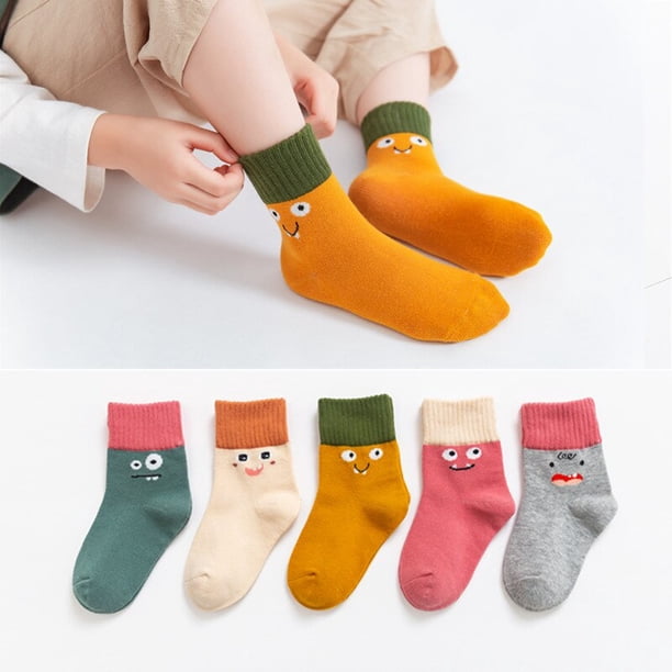 5 par/lote de Calcetines bonitos para niñas, Calcetines de algodón con rayas de arco iris de otoño para niños, Calcetines para niños pequeños, Calcetines para niños de 1 a 12 años Tan Jianjun unisex