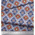 thumbnail image 3 of Soimoi Cotton Duck Fabric Ogee Damask Printed Craft Fabric by The Yard 42 Inch Wide, 3 of 3