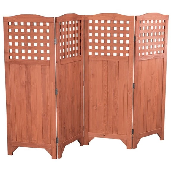 Leisure Season Wood Folding Patio and Garden Privacy Screen in Medium Brown