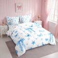 thumbnail image 3 of Erosebridal Sassy Satin Bow Ribbon Twin Bedding for Girls, Romantic Floral Print Bedding Comforter Set, Stars Reversible 7 Pieces, 3 of 6