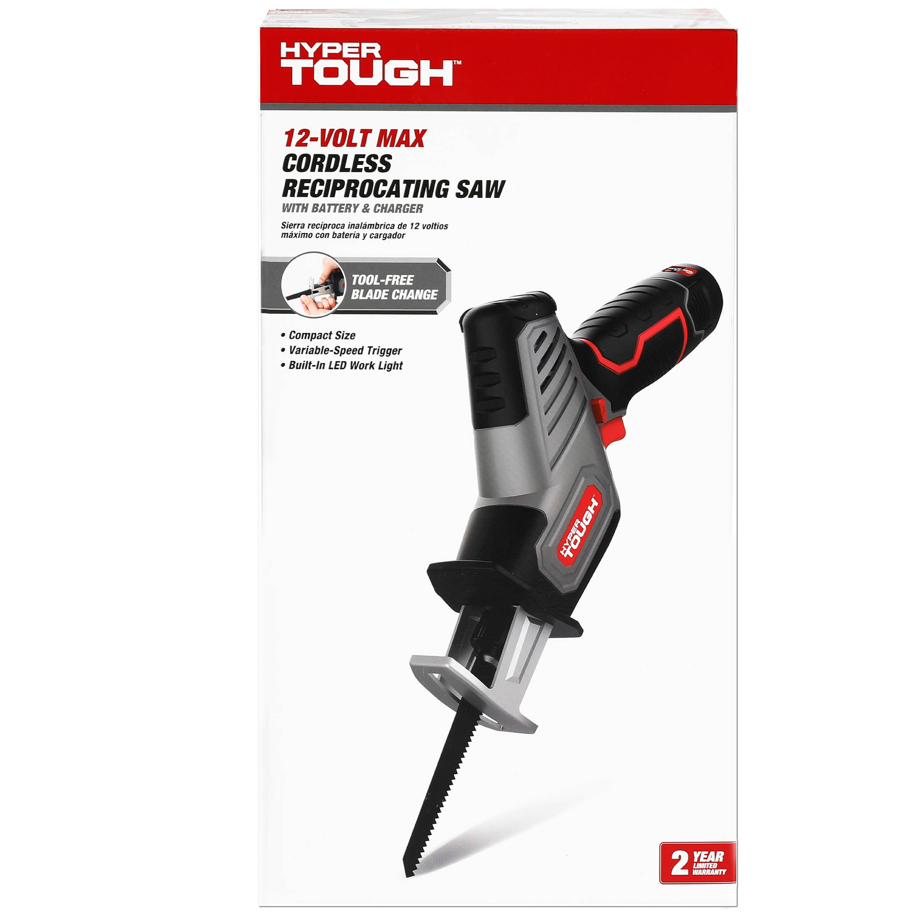 Hyper Tough 12V Max Lithium-Ion Compact Reciprocating Saw with 1.5Ah Battery and Charger