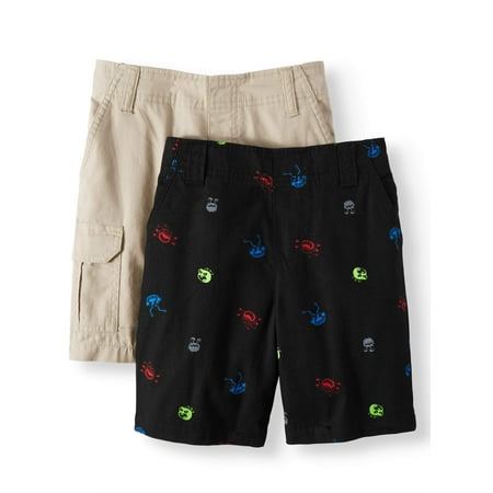 - 365 Kids from Garanimals Woven Shorts - Cargo, Stripes, Prints, and Plaid, 2-Piece Multi-Pack Set (Little Boys & Big Boys)