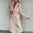thumbnail image 6 of Women's Long Blazer Jackets Long Sleeve Lapel Pockets Loose Fit Work Casual Blazers 2024 Fall Winter Outerwear Beige XL, 6 of 7