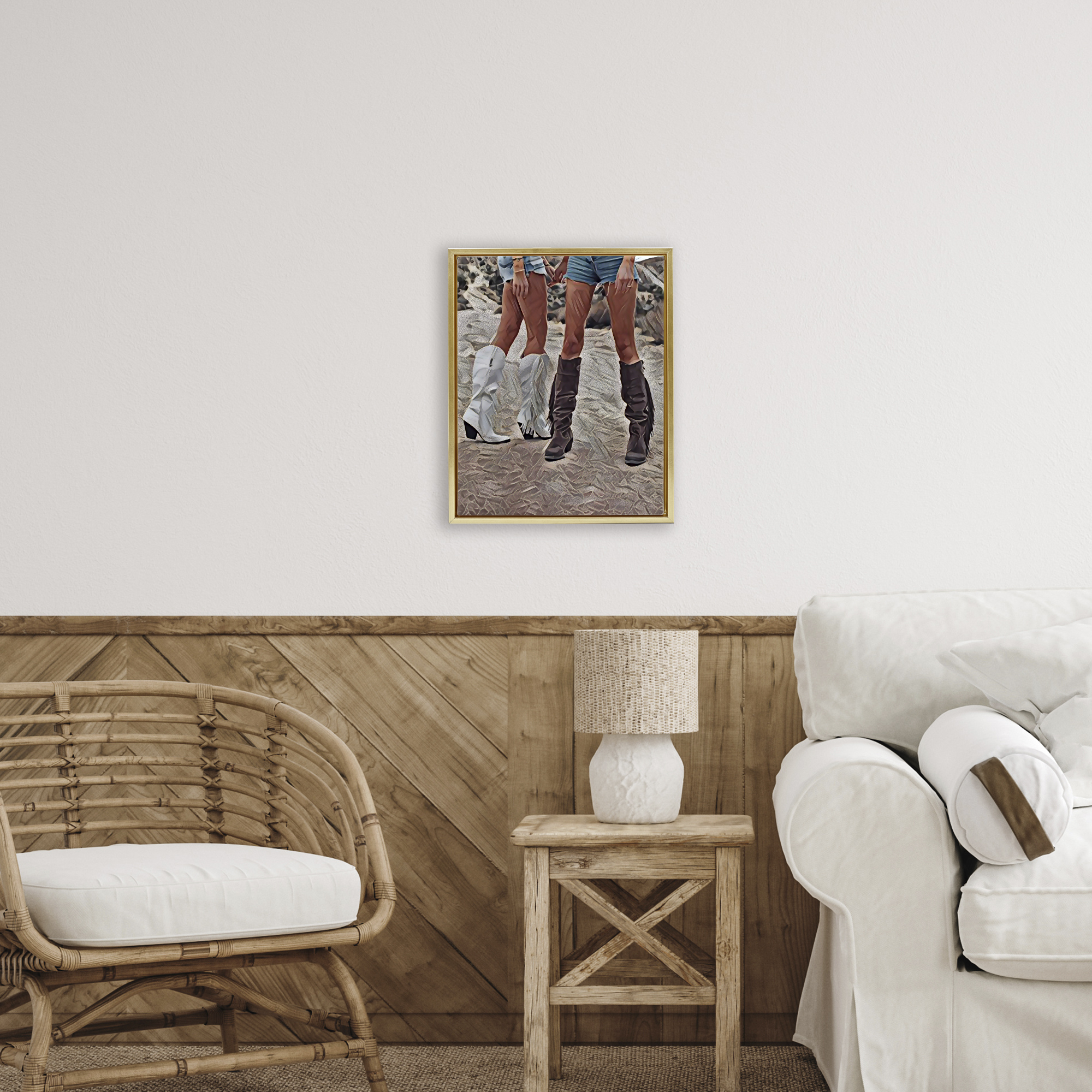 Rodeo Girls Friendship Gold Framed Floater Canvas Wall Art, design by Jesse Keith