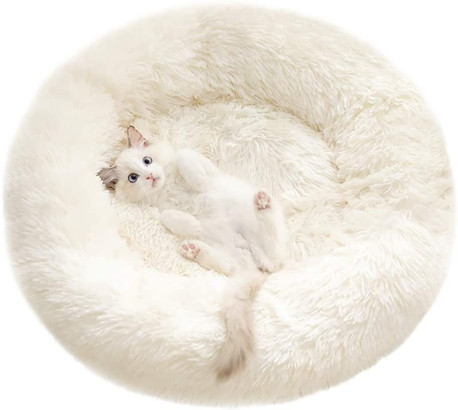 Fluffy Pet Bed Dog Bed for Small Dogs with Round Donut Shape, Machine