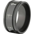 thumbnail image 2 of 10mm Flat Black Zirconium Ring with Milled Crosses Inside Two Grooves, 2 of 3
