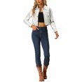 thumbnail image 2 of INSPIRE CHIC Women's Holographic Shiny Biker Button Down Metallic Jacket XL Silver, 2 of 6
