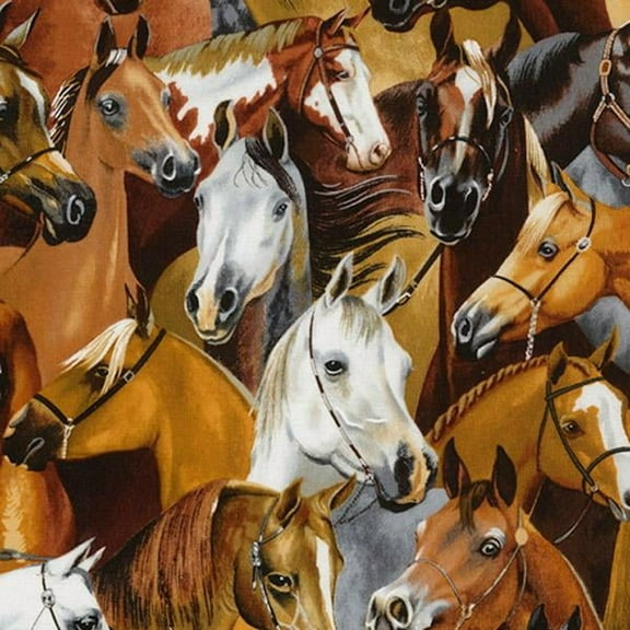 Timeless Treasures Horse Packed Horses 100% Cotton Fabric sold by the yard