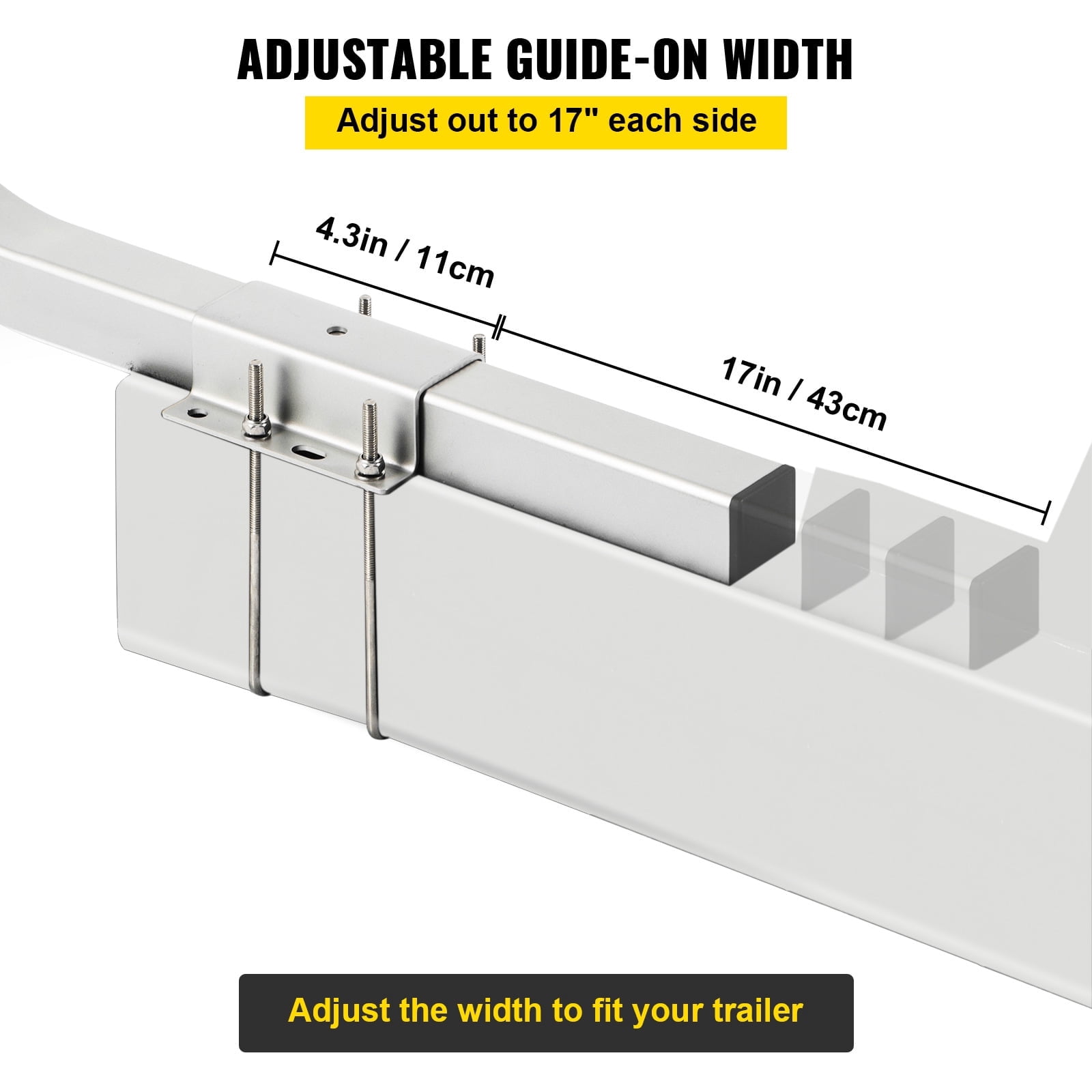 KFFKFF Boat Trailer Guide-on, 46", One Pair Aluminum Trailer Guide ons with Adjustable Width, , for Ski Boat, Fishing Boat or Sailboat Trailer Complete Mounting Accessories Included