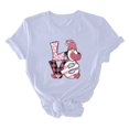 thumbnail image 5 of ICHUANYI Women's Shirts Fashion Casual Short Sleeve Crew Neck Tops Valentine's Day Print T-shirt Cloth New Trending, 5 of 6