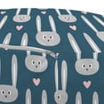 thumbnail image 2 of Cartoon Pouf Cover with Zipper, Funny Rabbit Faces and Hearts Girly Easter Bunnies Grumpy Joyful, Soft Decorative Fabric Unstuffed Case, 30" W X 17.3" L, Dark Teal Pale Grey and Rose, by Ambesonne, 2 of 3