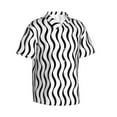 thumbnail image 4 of Hawaiian Shirt For Men, Black White Wave Pattern Summer Shirts For Men, Mens Button Down Short Sleeve Shirt, 4 of 8