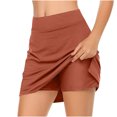 thumbnail image 2 of Feancey Skorts for Women Tummy Control Athletic Golf Skirt Summer Trendy Side Slit Tennis Skirts Solid Casual High Waisted Yoga Shorts Brown M, 2 of 6