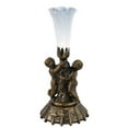 thumbnail image 2 of 12"H Twin Cherub Pond Lily Mini Lamp, 2 of 2