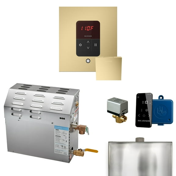 Mr Steam MS 7.5kW (7500W) Steam Shower Generator Package w/square iTempo Control in Satin Brass