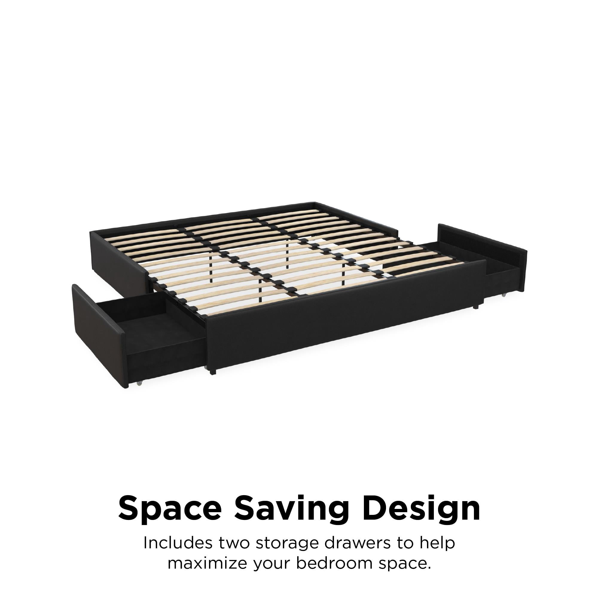 DHP Maven Platform Bed with Storage, King, Black Faux Leather