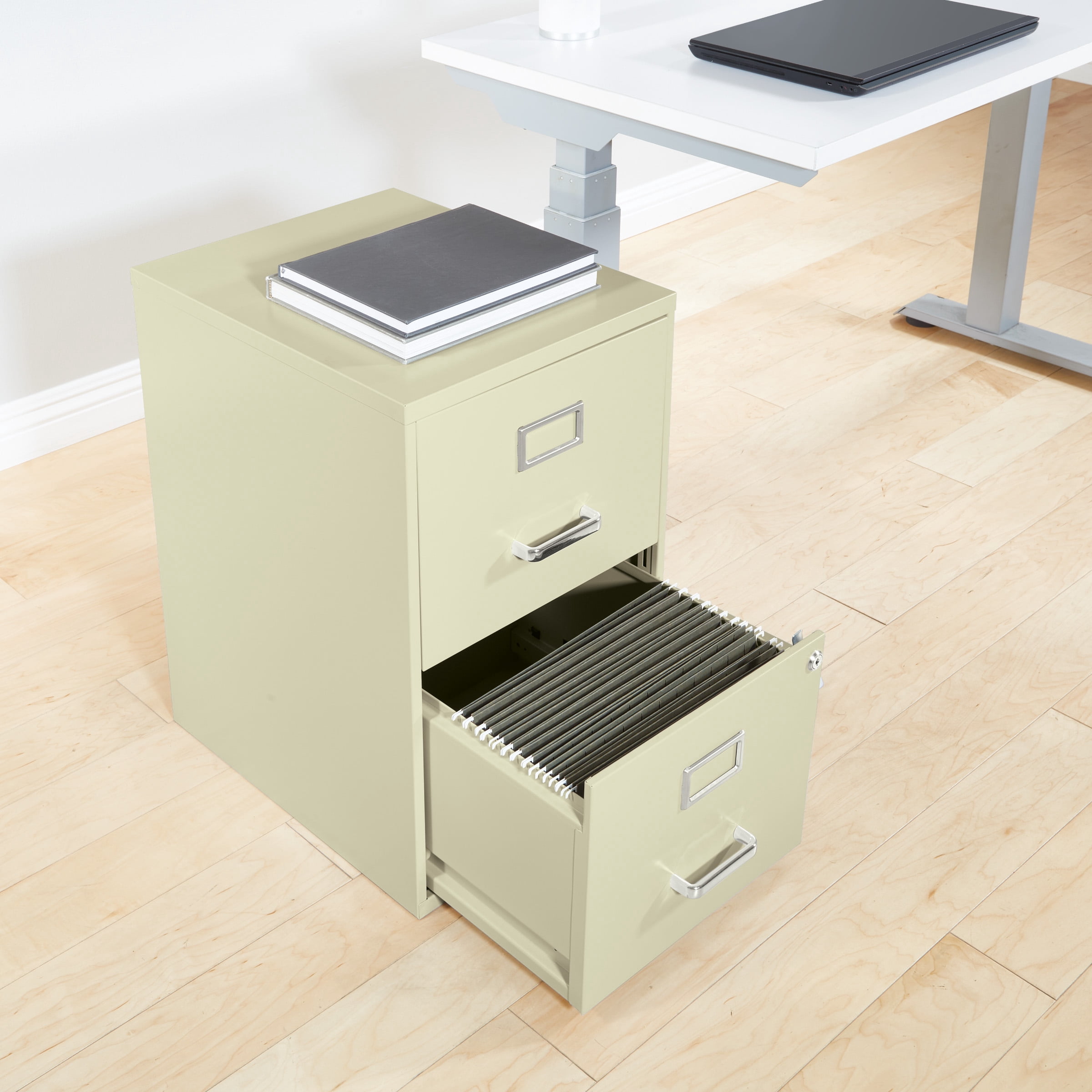 2 Drawer Locking Metal File Cabinet in Tan