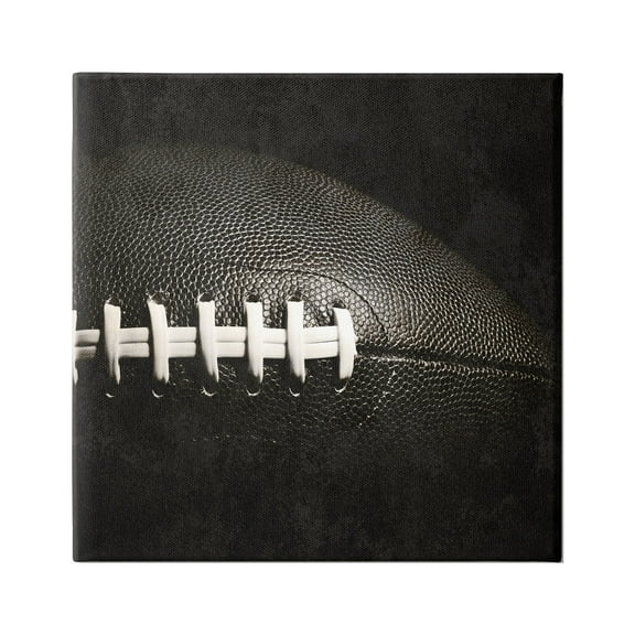 Stupell Industries Football Close Up Photography Sports Photography Gallery Wrapped Canvas Art Print Wall Art, 17 x 17