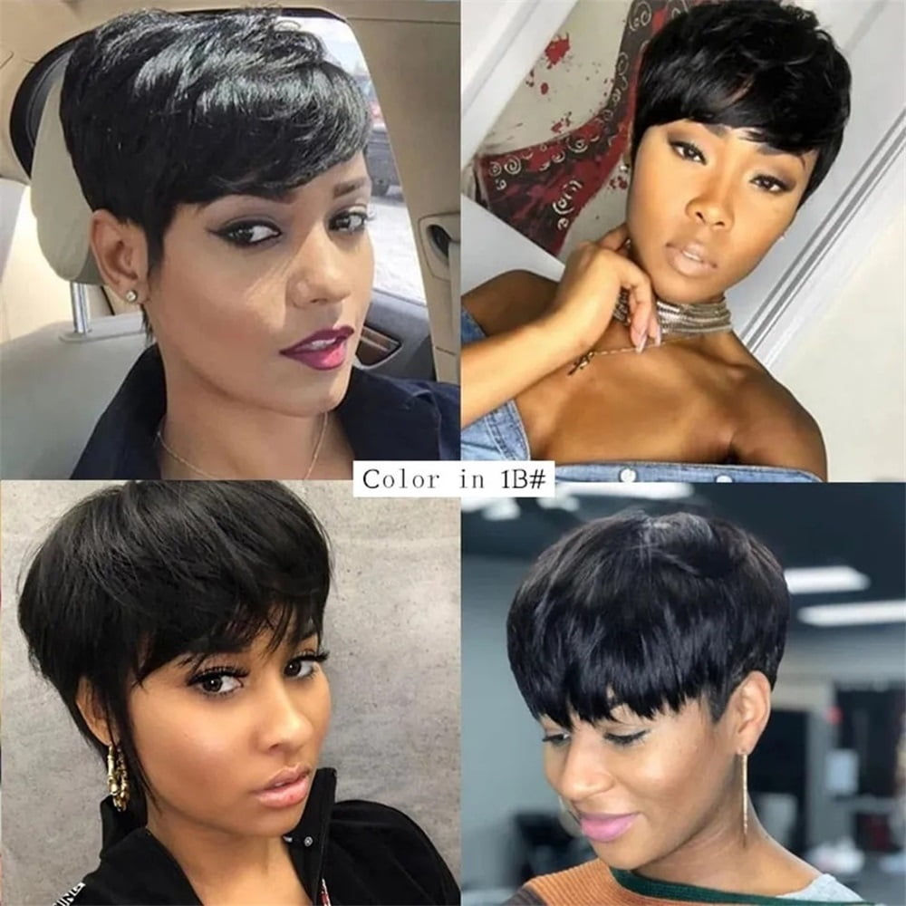 Short Pixie Cut Wig Human Hair for Women with Bangs Brazilian Human Hair Wigs