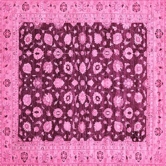 Ahgly Company Indoor Square Oriental Pink Traditional Area Rugs, 4' Square