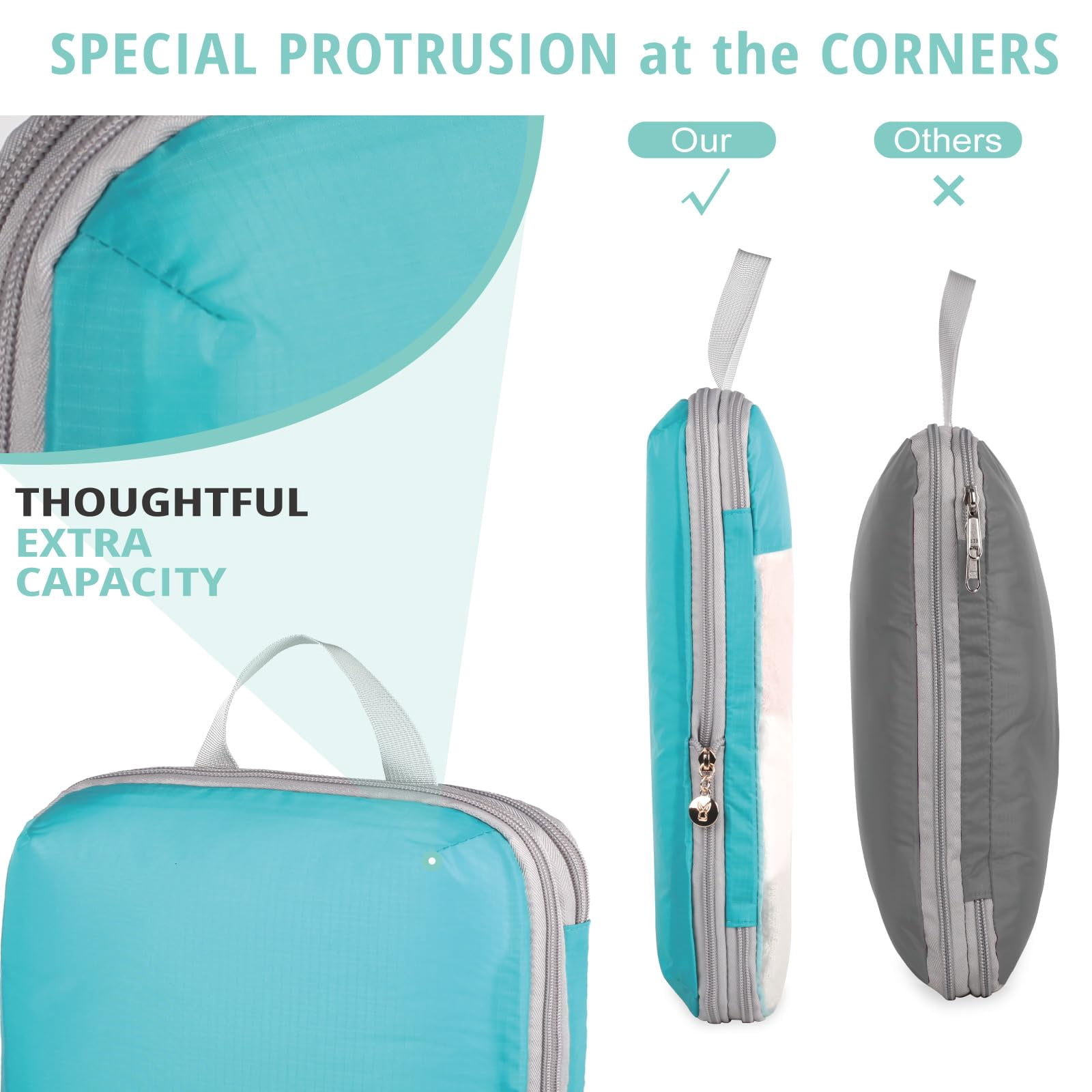 TRIPGEAR 6 Set Mesh Travel Packing Cubes,Lightweight Organizer Bags for Luggage Storage