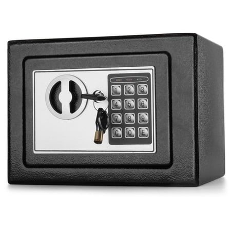 Digital Safe Box 9 Electronic Keypad Lock Security Gun Cash Jewelry Passport Valuable Wall Cabinet For Home Office Hotel with 2 Keys Fit Anywhere Black