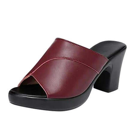 

nsendm Women s Extra Wide Width Sandals Flip-Flop Slippers Summer Women Mouth Fashion Fish High Women Sandals 6.5