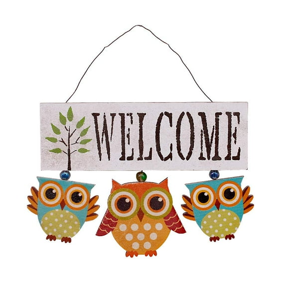 Owl Welcome Sign Door Decoration Hanging Welcome Sign Wood Wall Hanging Sign Door Decor Home Porch Decorations for Fall Halloween