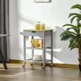 thumbnail image 2 of HOMCOM Kitchen Cart with Rubber Wood Top, Drawer, Shelves and Towel Rack, 2 of 10