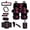 Black - Cute Dachshund, variant on LedBack 14 Pack Car Interior Cover Set Wolf American Flag Print Car Front and Rear Seat Covers Steering Wheel Cover Center Console Pad Safety Belt Pads Rear View Mirror Protector