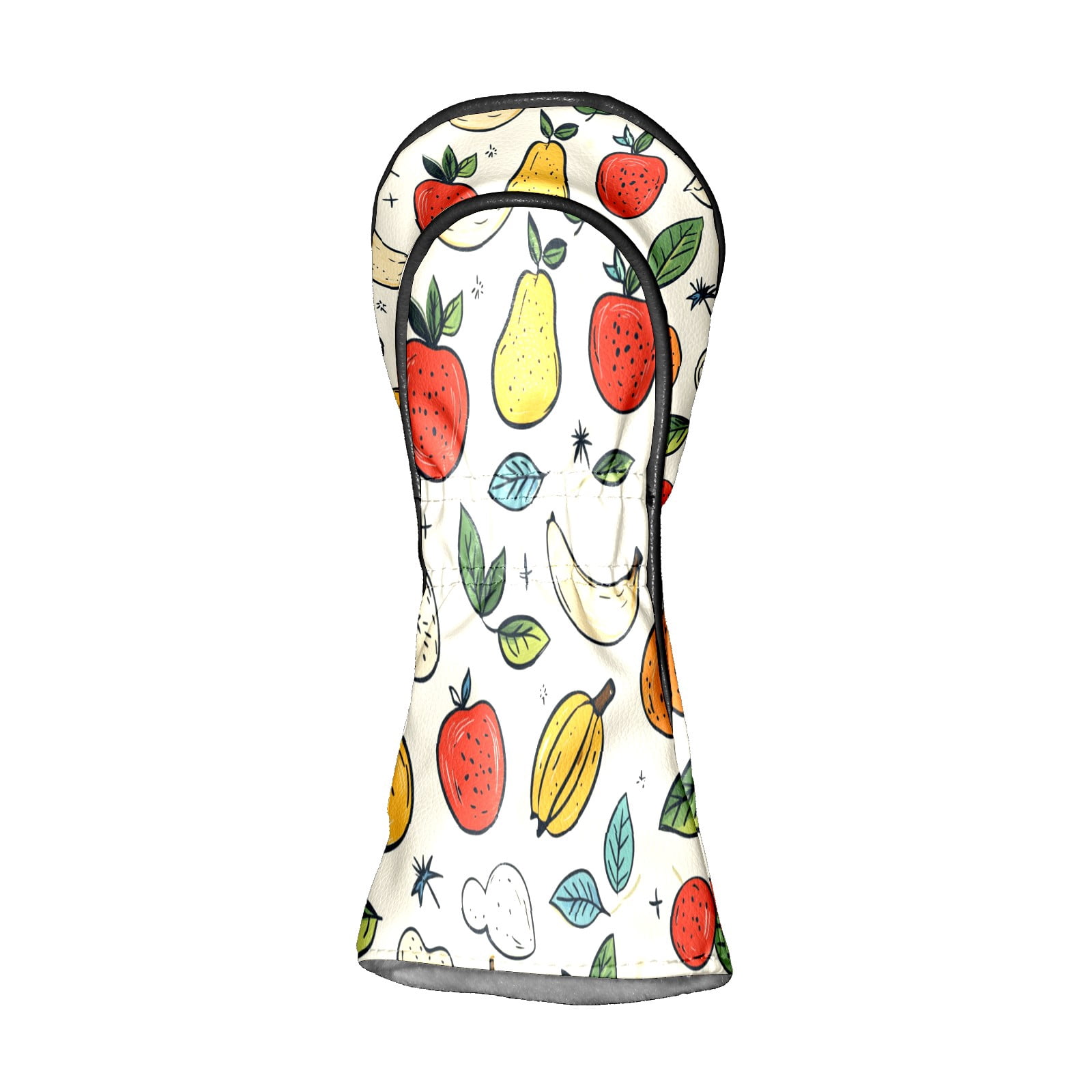 Golf Club Covers PU Leather Waterproof Head Covers for Fairway Woods Hybrids Fruit Pattern Unisex Fits Most Brands