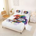 thumbnail image 2 of Manfei Cartoon Rainbow King Sheets, Rustic Groovy Daisy Bedding, White Blue, 4pcs, 1 Flat Sheet, 1 Fitted Sheet and 2 Pillowcases, 2 of 6