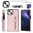 thumbnail image 2 of Nalacover Zipper Wallet Case for iPhone 14 Plus, Luxury PU Leather Crossbody Lanyard Shoulder Strap Magnetic RFID Blocking Cover with Kickstand Card Slots Holder Shockproof Case, Pink, 2 of 11